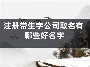 注册带生字公司取名有哪些好名字
