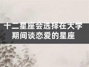 十二星座会选择在大学期间谈恋爱的星座