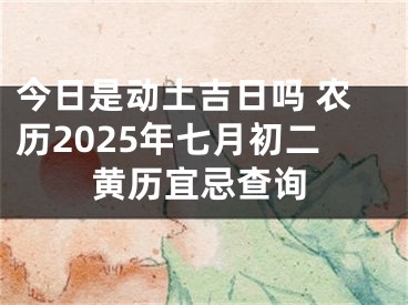 今日是动土吉日吗 农历2025年七月初二黄历宜忌查询