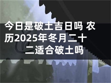今日是破土吉日吗 农历2025年冬月二十二适合破土吗