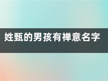 姓甄的男孩有禅意名字
