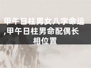 甲午日柱男女八字命运,甲午日柱男命配偶长相位置