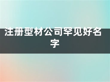 注册型材公司罕见好名字 