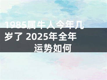 1985属牛人今年几岁了 2025年全年运势如何