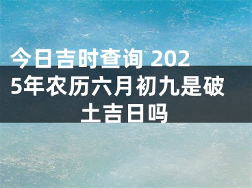 今日吉时查询 2025年农历六月初九是破土吉日吗