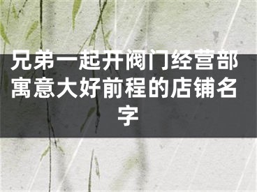 兄弟一起开阀门经营部寓意大好前程的店铺名字