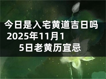 今日是入宅黄道吉日吗 2025年11月15日老黄历宜忌