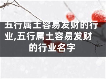 五行属土容易发财的行业,五行属土容易发财的行业名字