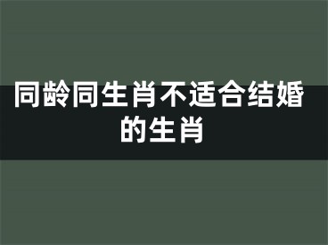 同龄同生肖不适合结婚的生肖
