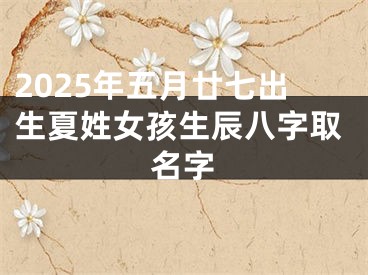 2025年五月廿七出生夏姓女孩生辰八字取名字