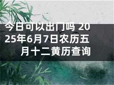 今日可以出门吗 2025年6月7日农历五月十二黄历查询