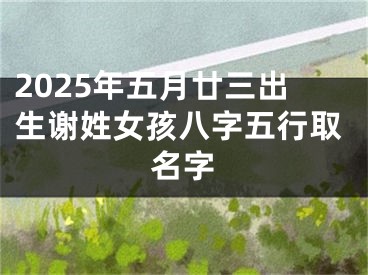 2025年五月廿三出生谢姓女孩八字五行取名字