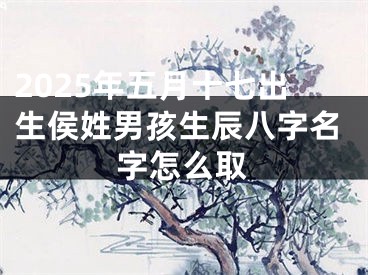 2025年五月十七出生侯姓男孩生辰八字名字怎么取