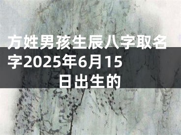 方姓男孩生辰八字取名字2025年6月15日出生的