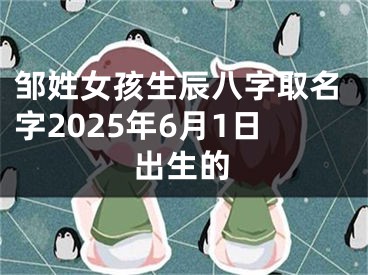 邹姓女孩生辰八字取名字2025年6月1日出生的
