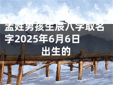 孟姓男孩生辰八字取名字2025年6月6日出生的