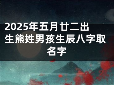 2025年五月廿二出生熊姓男孩生辰八字取名字