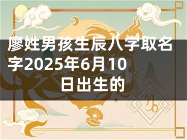 廖姓男孩生辰八字取名字2025年6月10日出生的