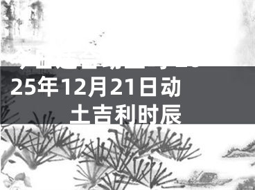 今日适合动土吗 2025年12月21日动土吉利时辰