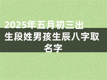 2025年五月初三出生段姓男孩生辰八字取名字
