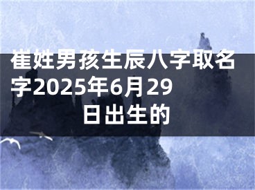 崔姓男孩生辰八字取名字2025年6月29日出生的