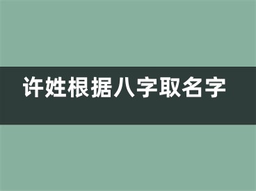 许姓根据八字取名字