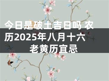 今日是破土吉日吗 农历2025年八月十六老黄历宜忌