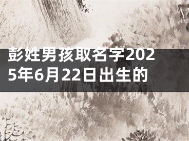 彭姓男孩取名字2025年6月22日出生的