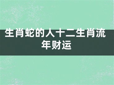 生肖蛇的人十二生肖流年财运