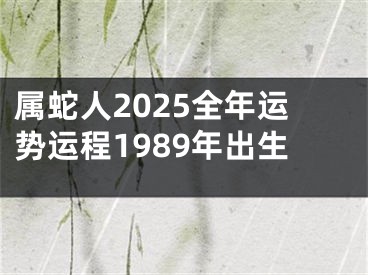 属蛇人2025全年运势运程1989年出生