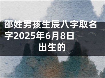 邵姓男孩生辰八字取名字2025年6月8日出生的