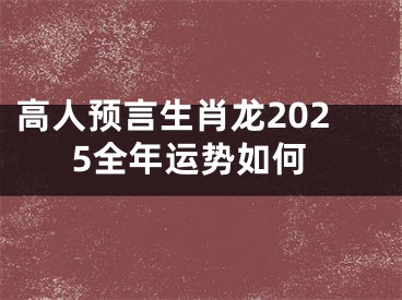 高人预言生肖龙2025全年运势如何