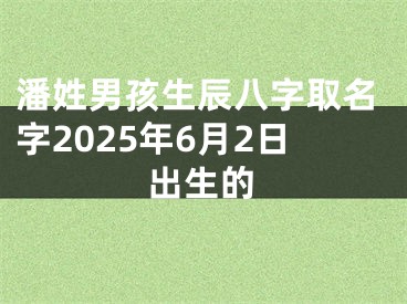潘姓男孩生辰八字取名字2025年6月2日出生的