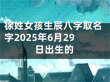 徐姓女孩生辰八字取名字2025年6月29日出生的