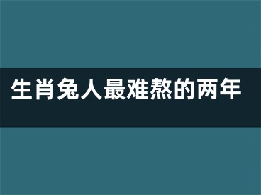 生肖兔人最难熬的两年 
