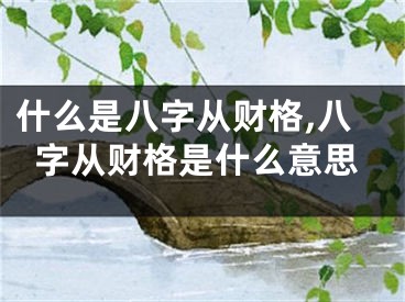 什么是八字从财格,八字从财格是什么意思
