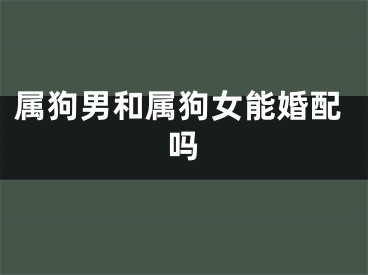 属狗男和属狗女能婚配吗