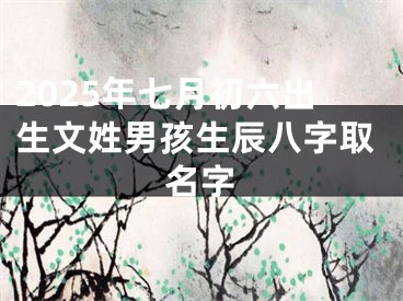 2025年七月初六出生文姓男孩生辰八字取名字