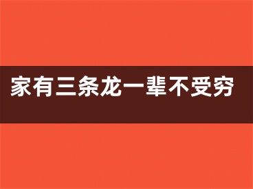 家有三条龙一辈不受穷