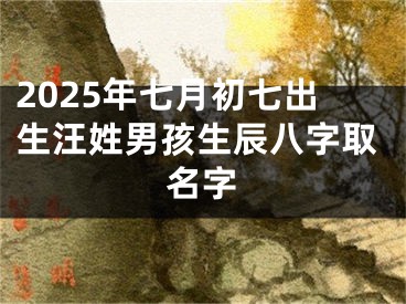 2025年七月初七出生汪姓男孩生辰八字取名字