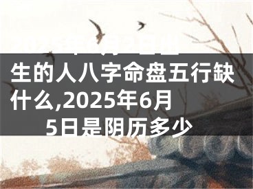 2025年6月2日出生的人八字命盘五行缺什么,2025年6月5日是阴历多少
