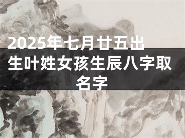 2025年七月廿五出生叶姓女孩生辰八字取名字