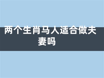 两个生肖马人适合做夫妻吗 