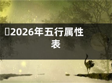 ​2026年五行属性表