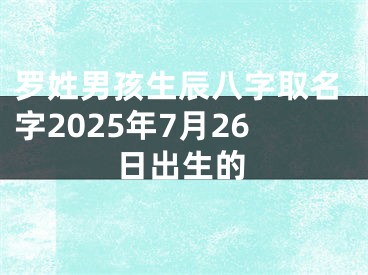 罗姓男孩生辰八字取名字2025年7月26日出生的