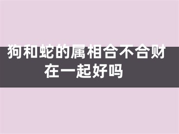 狗和蛇的属相合不合财 在一起好吗