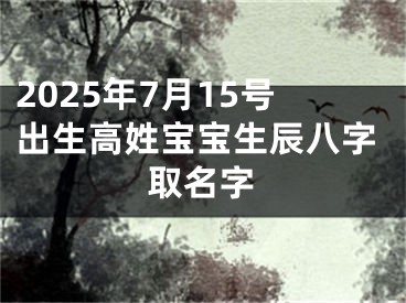 2025年7月15号出生高姓宝宝生辰八字取名字