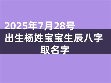 2025年7月28号出生杨姓宝宝生辰八字取名字
