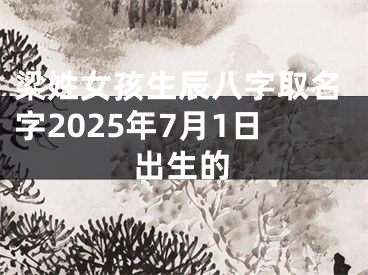 梁姓女孩生辰八字取名字2025年7月1日出生的