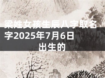 梁姓女孩生辰八字取名字2025年7月6日出生的